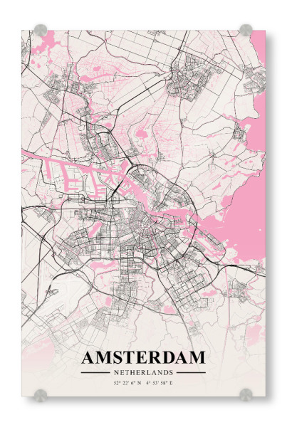Acrylglasbild "City Amsterdam" artboxONE - Städte / Amsterdam,Kartografie