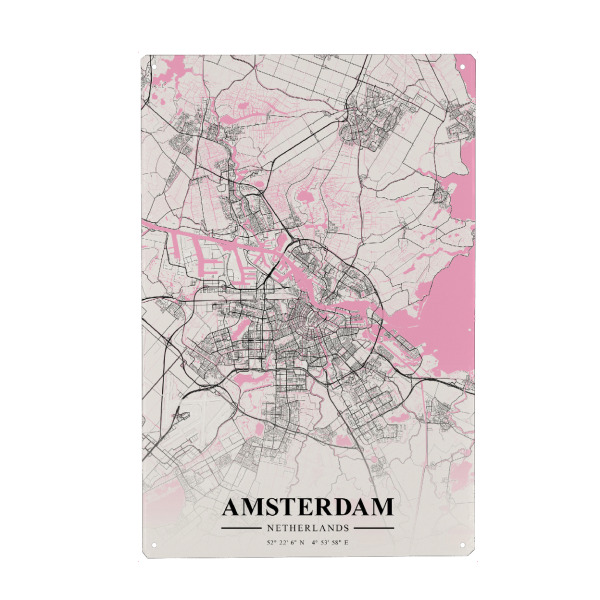 Metall Poster "City Amsterdam" artboxONE - Städte / Amsterdam,Kartografie