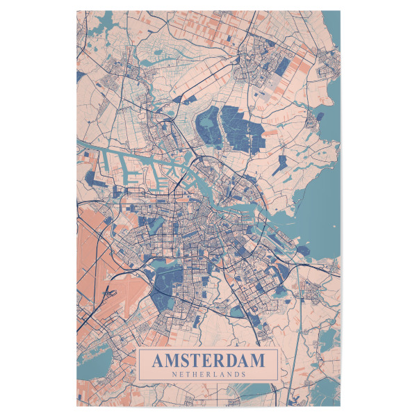 Poster "City Map Amsterdam" artboxONE - Städte / Amsterdam,Kartografie