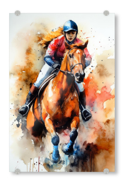 Acrylglasbild "Reitsportkunst C" artboxONE - Tiere,Sport - Pferd,Reiten,Reiten,Tiere,Sport,Aquarell,Malerei