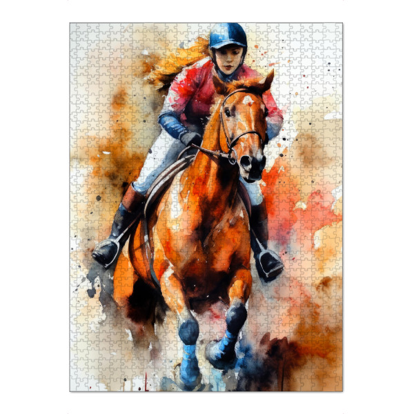 Puzzle Ravensburger "Reitsportkunst C" artboxONE - Tiere,Sport - Pferd,Reiten,Reiten,Tiere,Sport,Aquarell,Malerei - Bild pferd