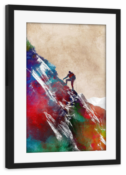 Poster mit Rahmen schwarz "Bergsport Kunst D" artboxONE - Sport,Sport / Motivation - Bergsteiger,Bergsteigen,Berg,Sport,Klettern,Bergsteiger