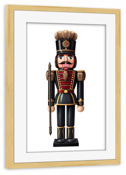 Poster mit Rahmen kiefer "Schwarzer Nussknacker" artboxONE - Für Kinder,Weihnachten,Für Mama,Für Papa,Festivals