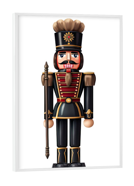 Poster mit weißem Rahmen "Schwarzer Nussknacker" artboxONE - Für Kinder,Weihnachten,Für Mama,Für Papa,Festivals