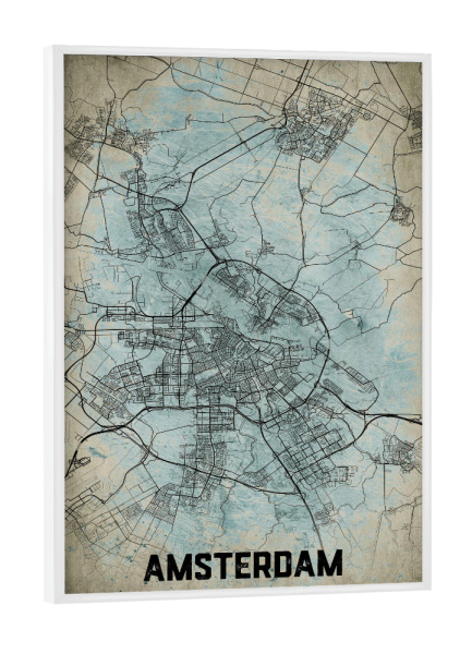 Poster mit weißem Rahmen "Vintage City Amsterdam" artboxONE - Städte / Amsterdam