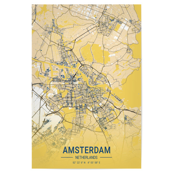 Poster "Amsterdamer City" artboxONE - Städte / Amsterdam,Kartografie