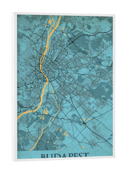 Poster mit weißem Rahmen "City Budapest Vintage Map" artboxONE - Städte,Städte / Budapest,Kartografie