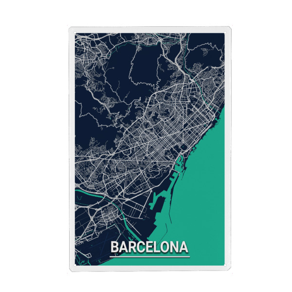 Holzbild "Barcelona CityMap" artboxONE - Städte,Städte / Barcelona,Kartografie