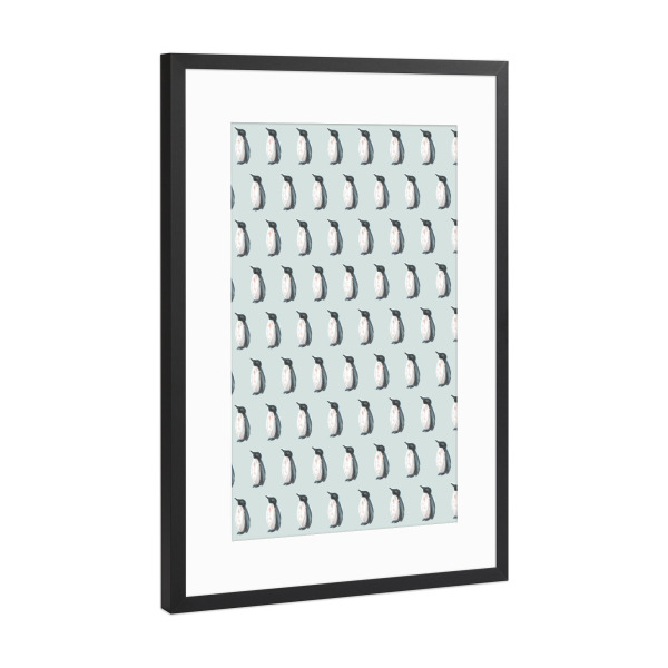 Poster mit Rahmen Schwarz (Metallic) "Pinguine im Eis" artboxONE - Tiere - Pinguine,Kindrzimmer,Vogel,Eis,Winter,Kids,Tier,Tiere,Modern