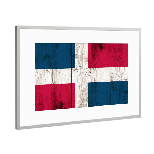 Poster mit Rahmen Silber "Dom Rep vintage Flag" artboxONE - Reise,Reise / Strand und Meer,Reise / Länder