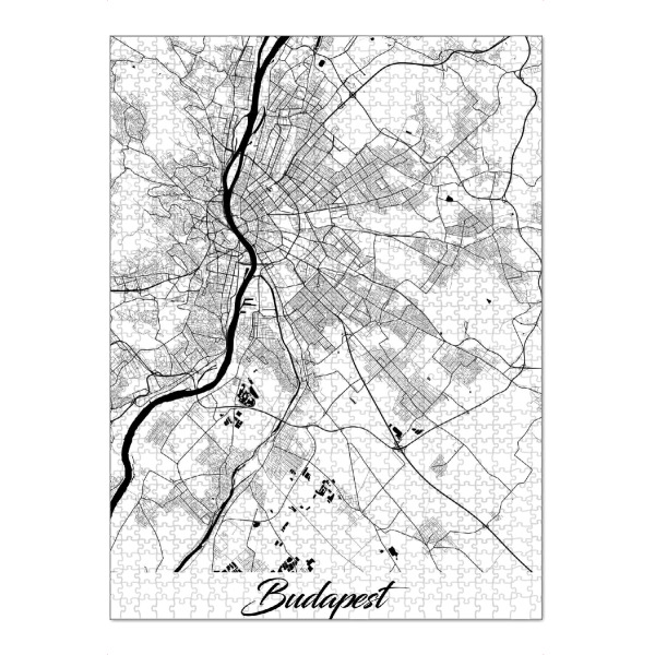 Puzzle Ravensburger "Budapest City Map" artboxONE - Schwarzweiß,Städte / Budapest,Kartografie