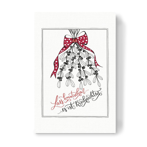 Leinwandbild "Lass Knutschen..." artboxONE - Weihnachten - Weihnachten,Advent,Adventskalender,Geschenk,Mistelzweig,Küssen