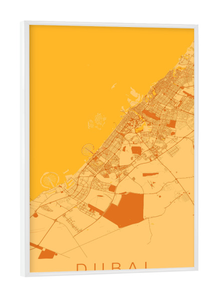 Poster mit weißem Rahmen "Dubai City Karte" artboxONE - Städte,Städte / Dubai,Kartografie