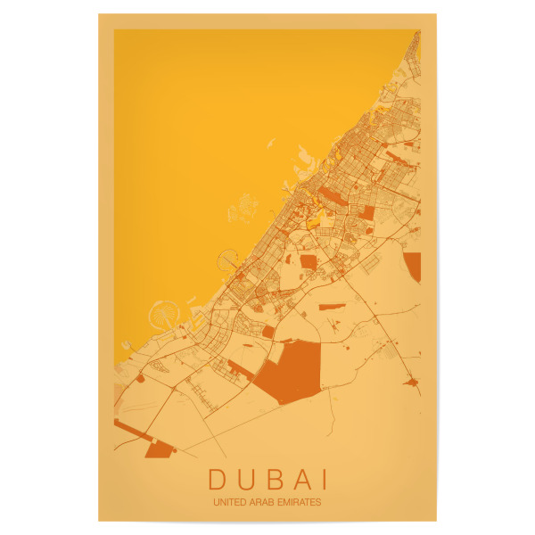 Poster "Dubai City Karte" artboxONE - Städte,Städte / Dubai,Kartografie