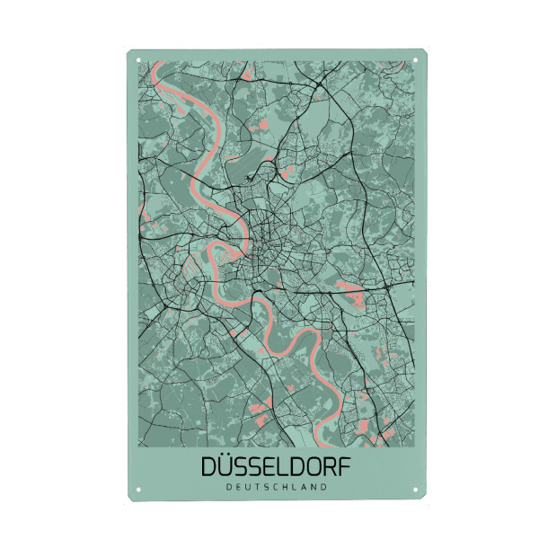 Holzbild "Stadt Düsseldorf Map" artboxONE - Städte / Düsseldorf,Kartografie