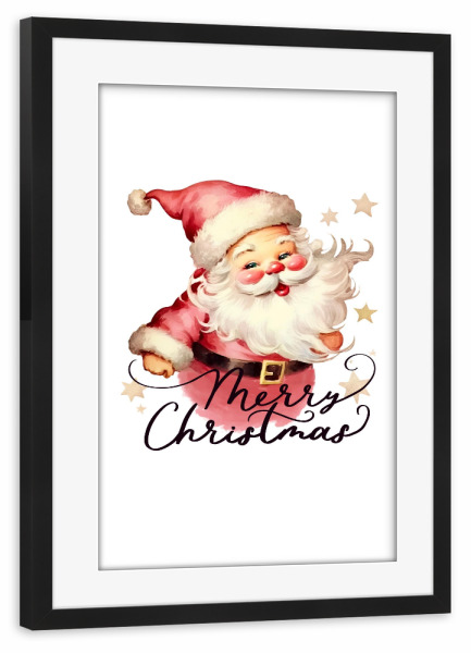 Poster mit Rahmen schwarz "Fliegender roter Weihnachtsmann" artboxONE - Menschen,Weihnachten,Festivals,Lustig