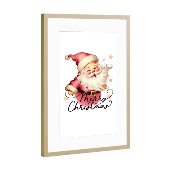 Poster mit Rahmen Gold "Fliegender roter Weihnachtsmann" artboxONE - Menschen,Weihnachten,Festivals,Lustig