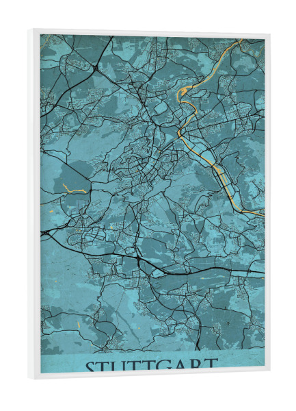 Poster mit weißem Rahmen "Stuttgart als Vintage Stadtplan" artboxONE - Städte / Stuttgart,Kartografie