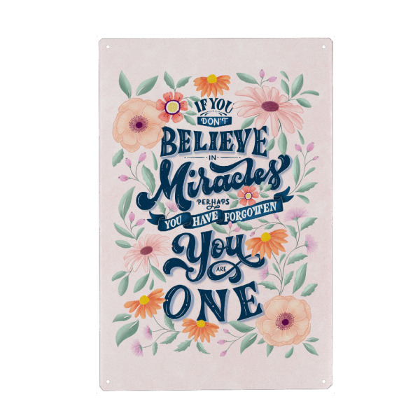 Metall Poster "Du bist ein Wunder" artboxONE - Typografie,Floral,Liebe