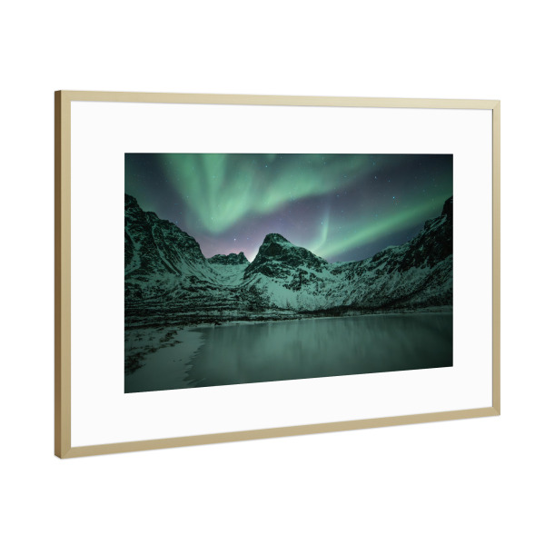 Poster mit Rahmen Gold "Nordlichtshow" artboxONE - Natur,Galaxy