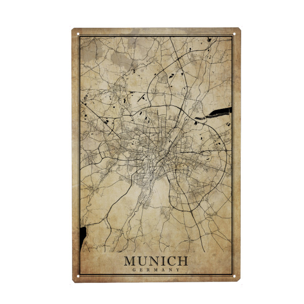 Holzbild "München Vintage" artboxONE - Städte / München,Kartografie