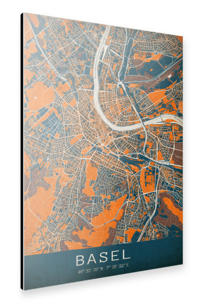Alu-Dibond "Basler Vintage Citymap" 30x20 cm artboxONE