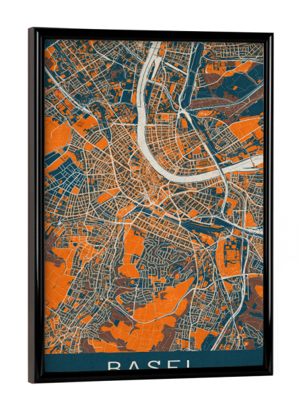 Poster mit schwarzem Rahmen "Basler Vintage Citymap" artboxONE - Städte,Kartografie