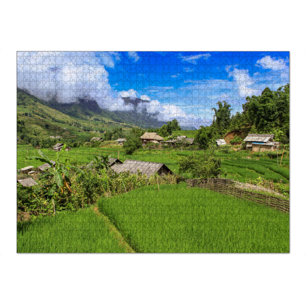 Puzzle Ravensburger "Dorf in den Reisfelder bei Sapa" artboxONE - Natur,Reise / Asien