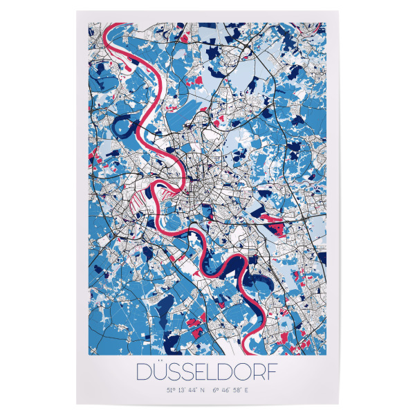 Poster "Düsseldorfer City" artboxONE - Städte / Düsseldorf,Kartografie