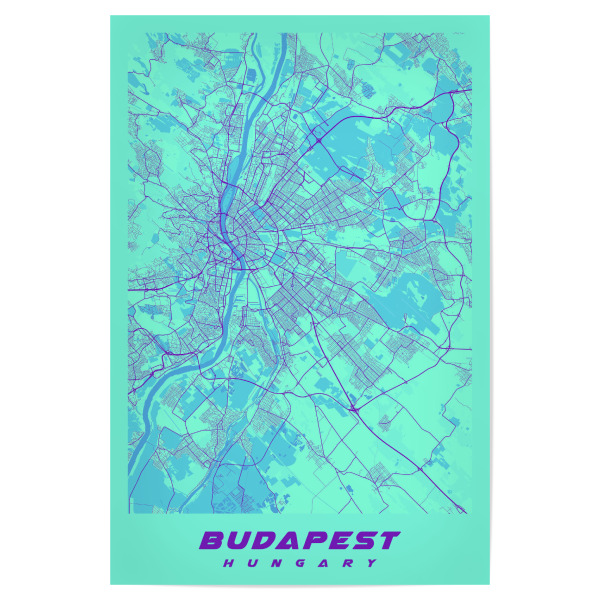 Poster "Budapest als Stadtplan" artboxONE - Städte / Budapest,Kartografie