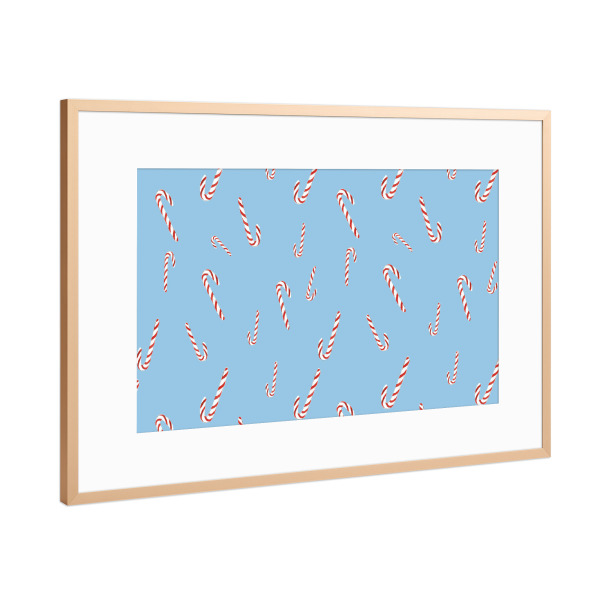 Poster mit Rahmen Kupfer "Zuckerstange blue" artboxONE - Weihnachten - Weihnachten,Christmas,Zuckerstange,Blau,Kinderzimmer,Kids,Modern,Feier,Festlich