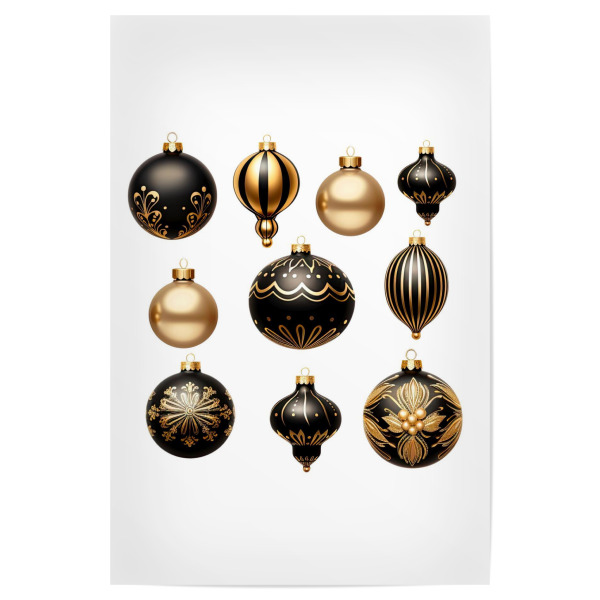 Poster "Schwarze Weihnachtskugel-Ornamente" artboxONE - Typografie,Abstrakt,Fashion,Weihnachten,Festivals