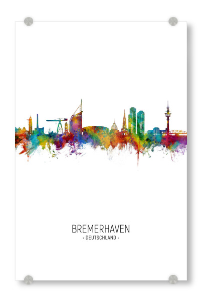 Acrylglasbild "Bremerhavener Skyline-Portrait" artboxONE - Städte - Bremerhaven,Deutschland,Deutschlandskyline,Stadtbild,Stadtbild,Aquarell,Malerei