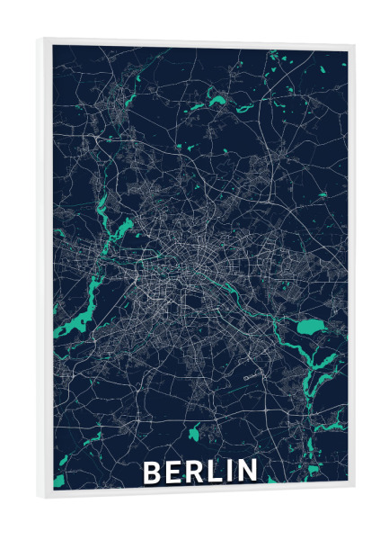 Poster mit weißem Rahmen "Berlin Karte" artboxONE - Städte / Berlin,Kartografie
