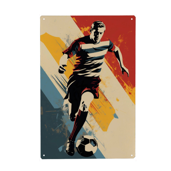 Metall Poster "Football Vintage Retro 2 (matart)" artboxONE - Sport,Sport / Fußball - Fußball,Fußballer,Fußball,Spieler,Ball,Team,Sport,Vintage,Retro