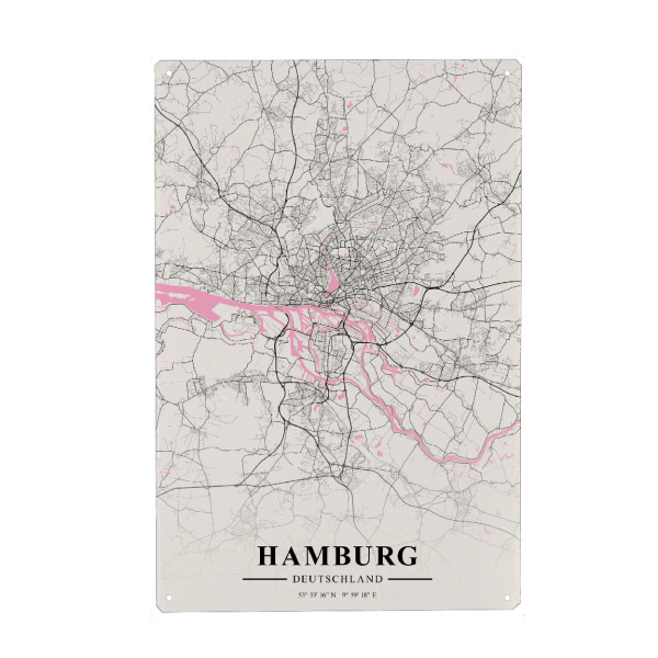 Holzbild "Hamburger Map" artboxONE - Städte / Hamburg,Kartografie