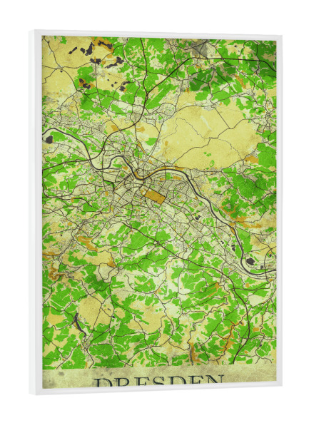 Poster mit weißem Rahmen "Dresden Vintage City Map" artboxONE - Städte / Dresden,Kartografie