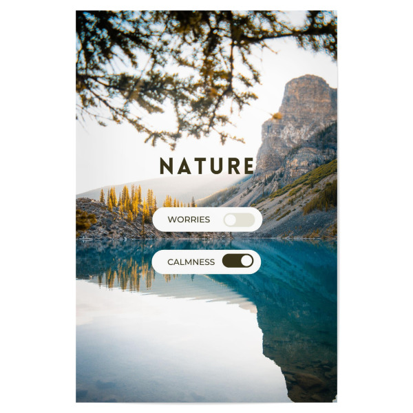 Poster "Calm Nature" artboxONE - Typografie,Natur,Reise - Naturfotografie,Ruhe,Sorgen,Sorgenfrei,Bergsee,Achtsamkeit,Entspannung,Illustration