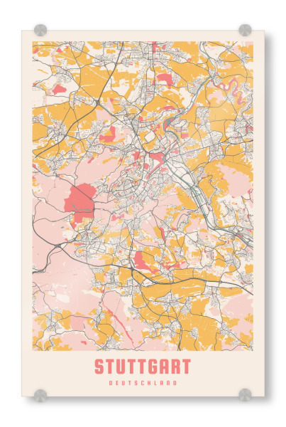 Acrylglasbild "Stadt Stuttgart Map" artboxONE - Städte / Stuttgart,Kartografie