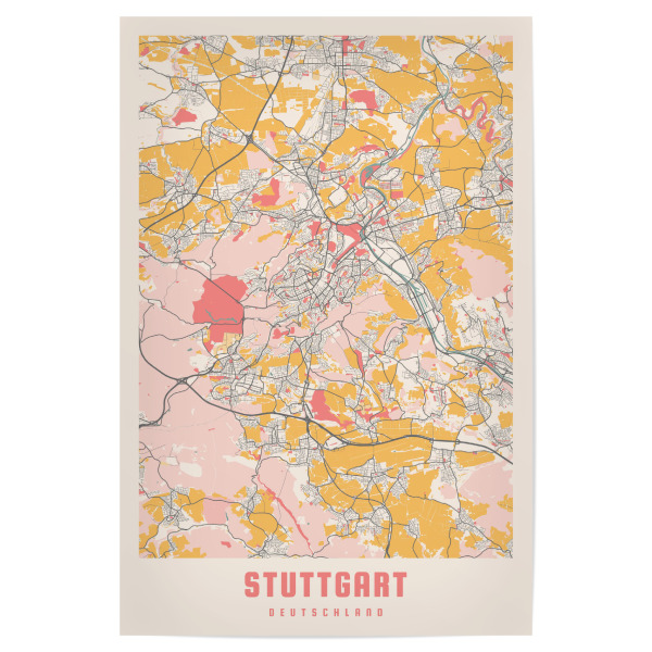 Poster "Stadt Stuttgart Map" artboxONE - Städte / Stuttgart,Kartografie