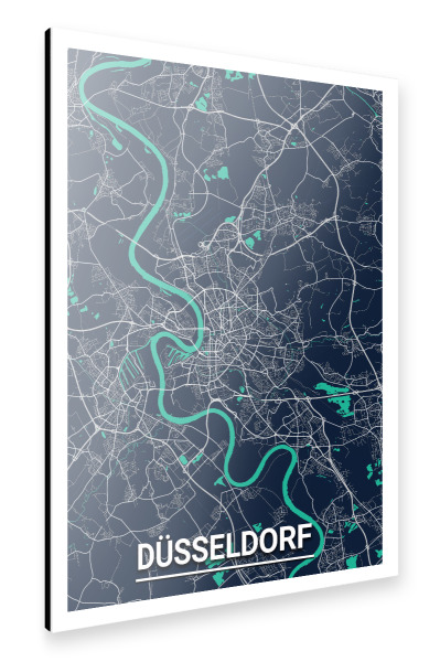 Alu-Dibond "Düsseldorf CityMap" 30x20 cm artboxONE