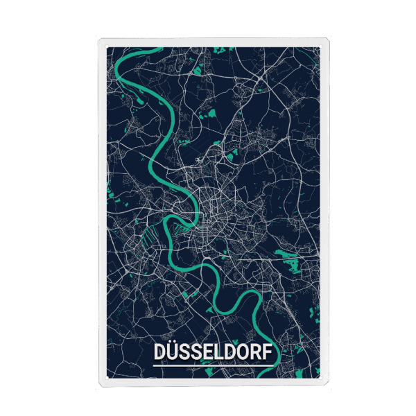 Metall Poster "Düsseldorf CityMap" artboxONE - Städte / Düsseldorf,Kartografie