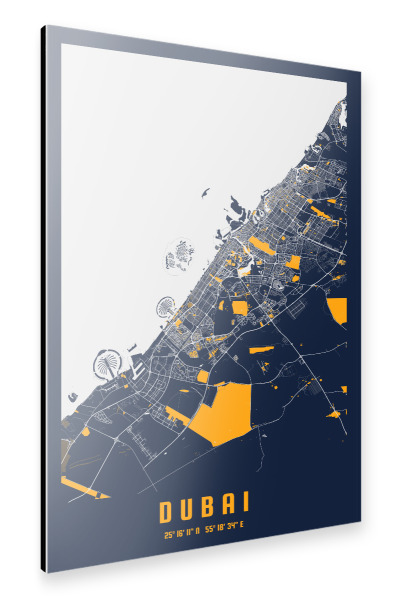 Alu-Dibond "City Map Dubai" 30x20 cm artboxONE