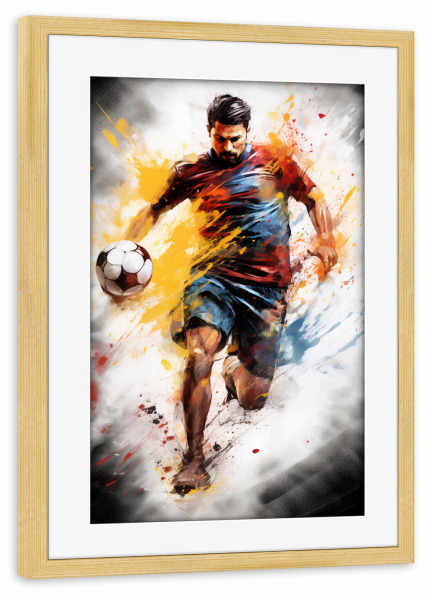 Poster mit Rahmen kiefer "Football Watercolor 3 (matart)" artboxONE - Sport,Sport / Fußball