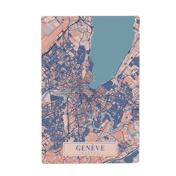 Holzbild "Genève City Map" artboxONE - Städte,Kartografie
