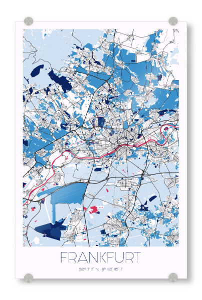 Acrylglasbild "Frankfurter Stadt Plan" artboxONE - Städte / Frankfurt,Kartografie