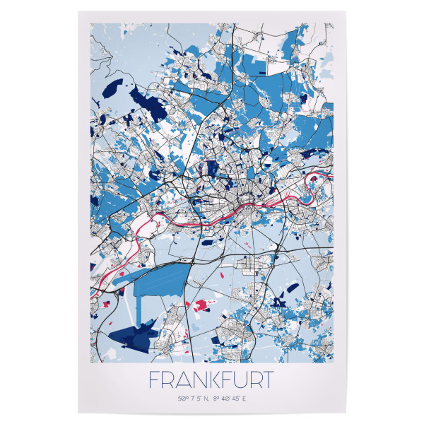 Poster "Frankfurter Stadt Plan" artboxONE - Städte / Frankfurt,Kartografie