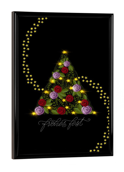 Poster mit schwarzem Rahmen "Rosen-Weihnachtsbsum" artboxONE - Weihnachten - Weihnachten,Winter,Advent,Adventskalender,Sterne,Rosen,Geschenk
