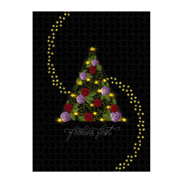 Puzzle Ravensburger "Rosen-Weihnachtsbsum" artboxONE - Weihnachten - Weihnachten,Winter,Advent,Adventskalender,Sterne,Rosen,Geschenk