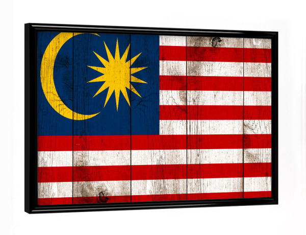 Poster mit schwarzem Rahmen "Malaysia Vintage Flag" artboxONE - Reise,Reise / Asien,Reise / Länder